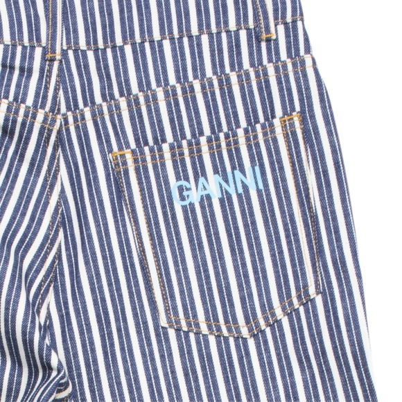 NWT Ganni Mixed Striped Denim Pants Size 26 - Picture 4 of 13